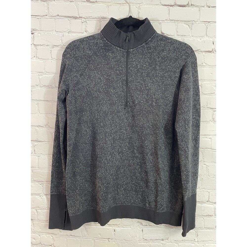 Lululemon Women' Rest Less Half Zip Size 10 Ribbed Sleeve Waist Black